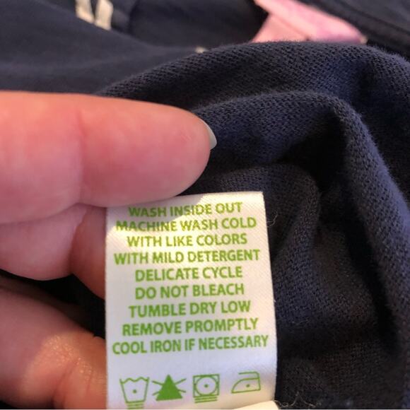 Lilly Pulitzer navy blue white scroll trim hooded knit top size Extra Small XS - Picture 9 of 13